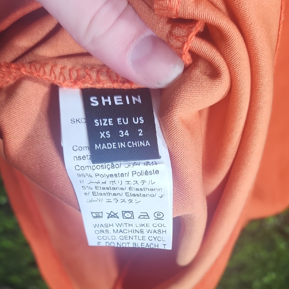 SHEIN Orange Pink Flutter Sleeve Mini Dress XS - Picture 6 of 6